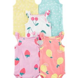 Carter’s baby girl tank onesies - 5 total